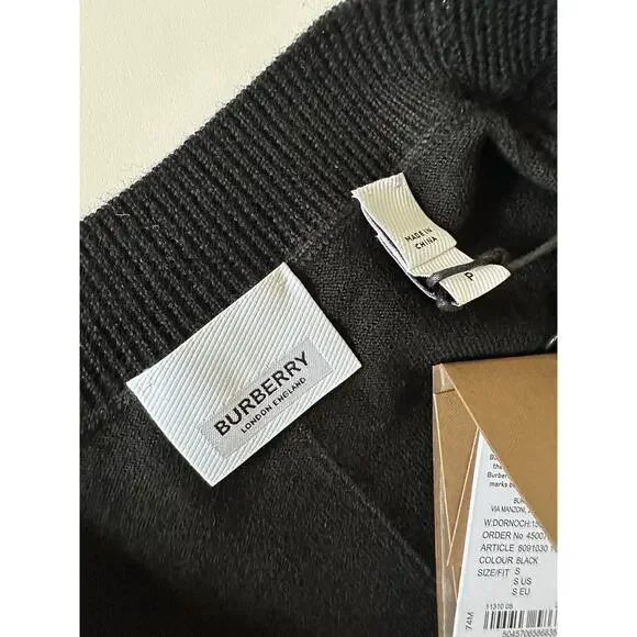 Burberry Dornoch Wool Black Elbow Patch Cardigan Sweater Small 8091030 NWT $860 - Picture 7 of 10